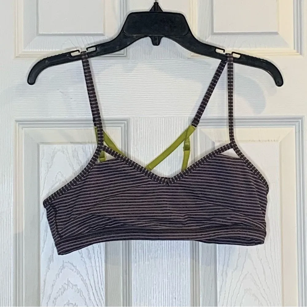 Lululemon Seek The Heat Tank Bra Heathered Deep Coal / Hyper Stripe Size 10